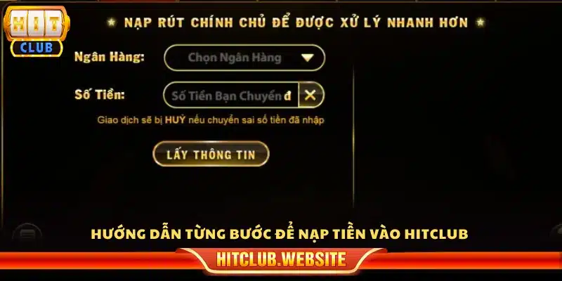 Cách nạp tiền Hitclub theo từng bước